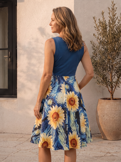 Polyester midi dress with wrap V-neck and waist buckle for women