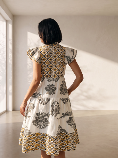 V-neck summer dress with floral print for women
