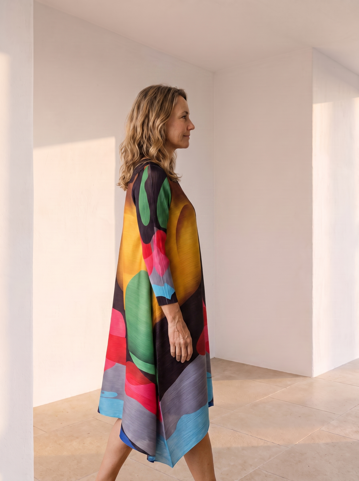 A-line dress with pleated detail for women