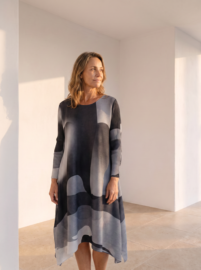 A-line dress with pleated detail for women