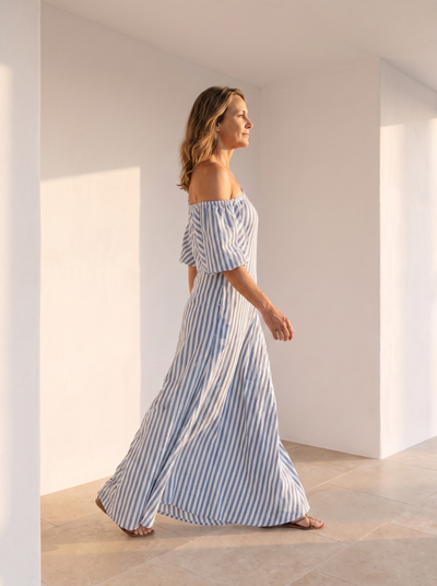 One-shoulder striped maxi dress for women – ARIANA