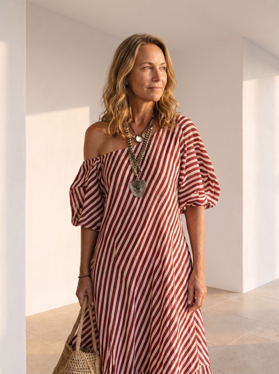 One-shoulder striped maxi dress for women – ARIANA