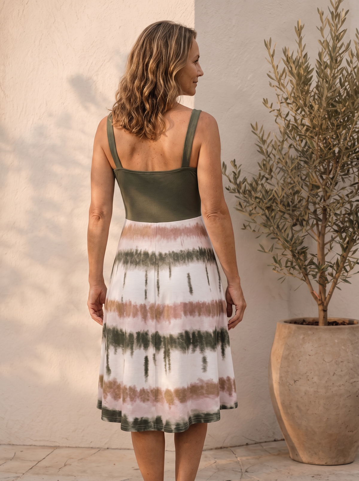 Tie-dye mini dress with crossover neckline for women – ARIANA