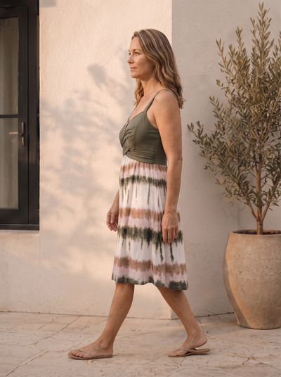 Crossover mini dress in tie-dye print for women