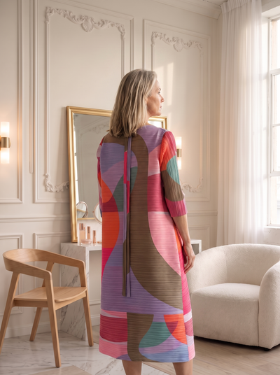 Geometric pleated dress for women – ARIANA