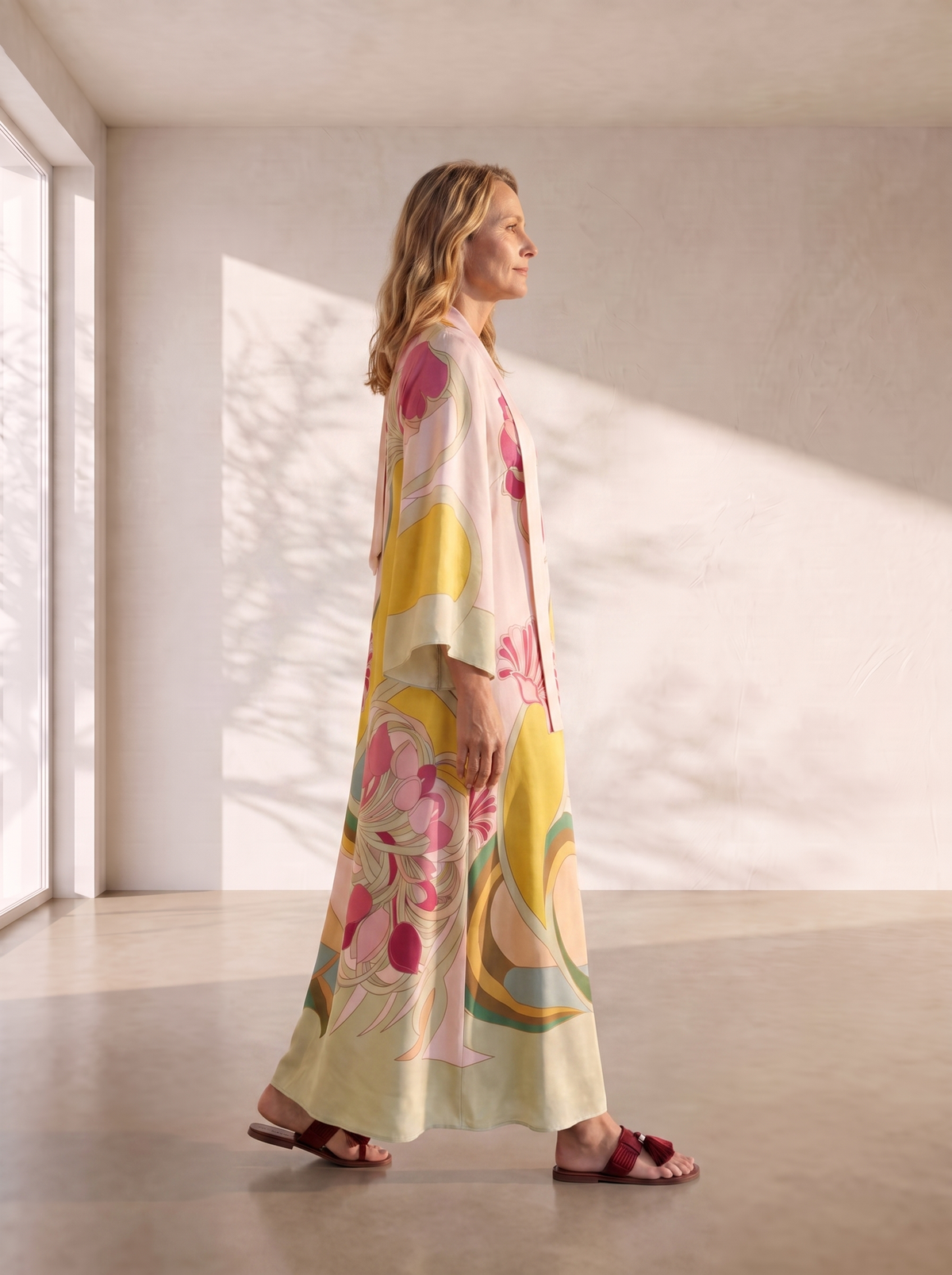Abstract floral satin maxi dress for women – ARIANA