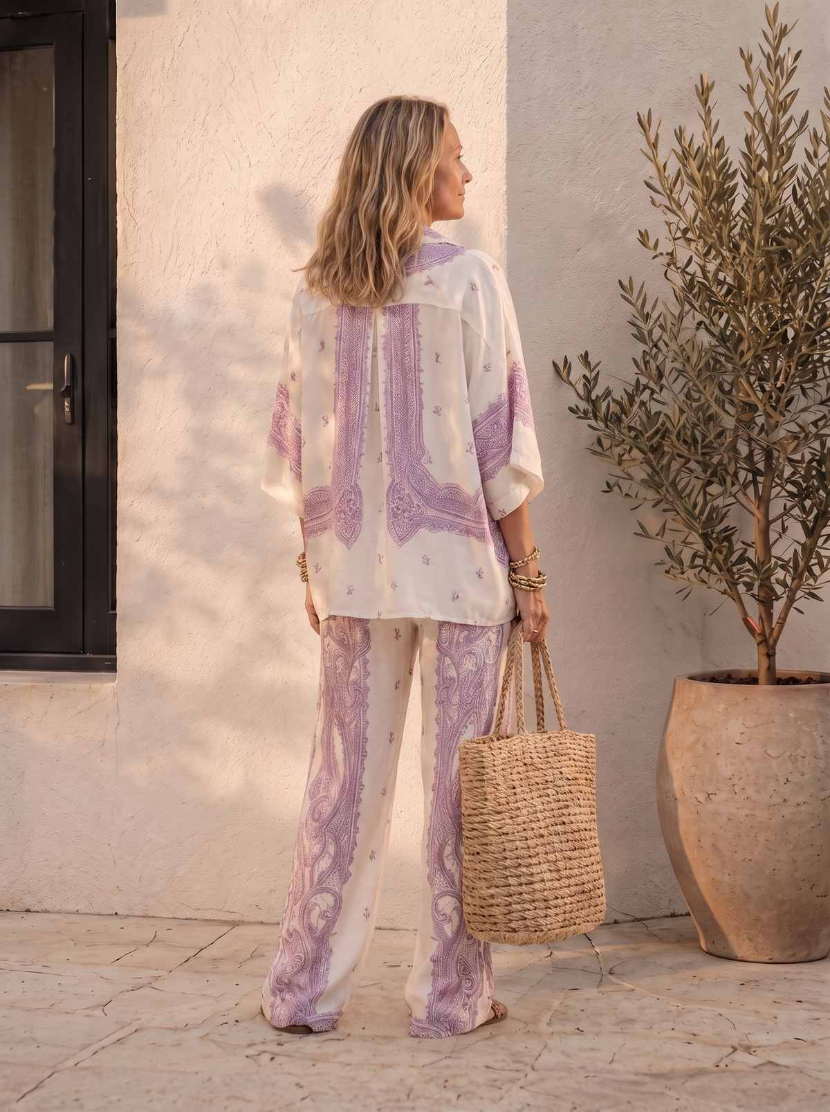 Paisley two-piece wide-leg suit for women – ARIANA