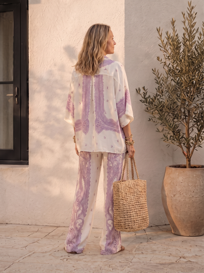 Paisley two-piece wide-leg suit for women – ARIANA