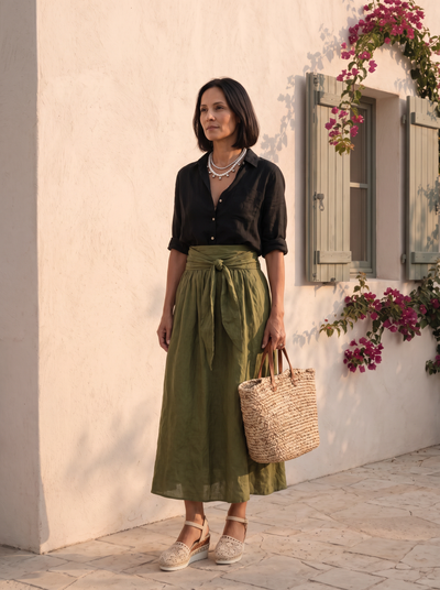 Bohemian lapel top and skirt set for women – ARIANA