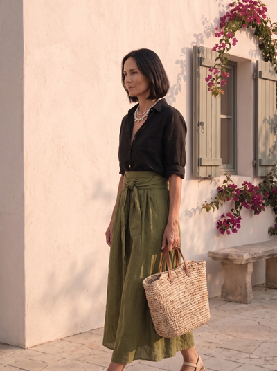 Bohemian lapel top and skirt set for women – ARIANA