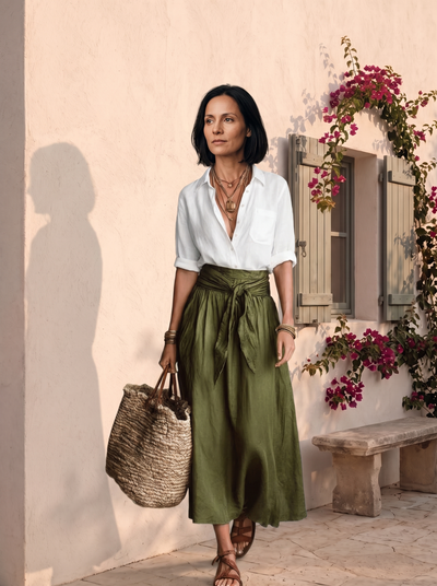 Bohemian lapel top and skirt set for women – ARIANA