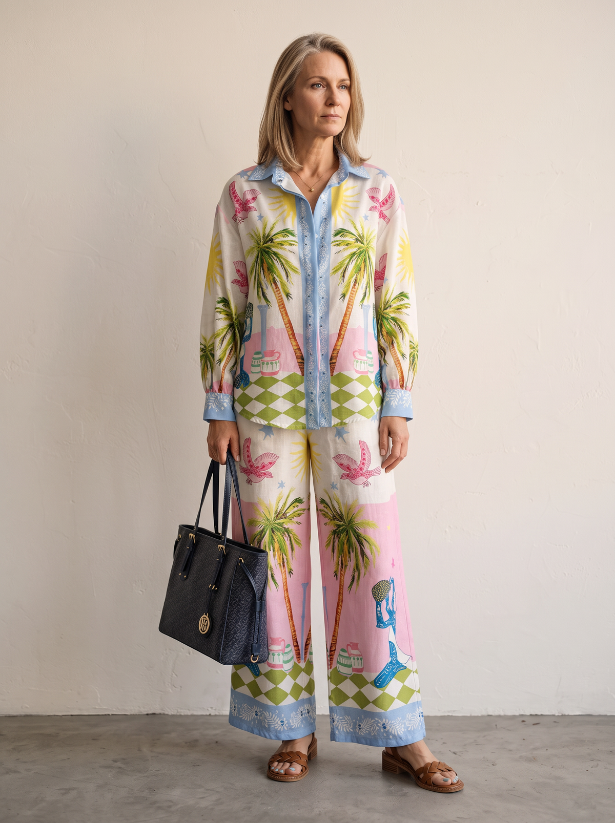 Coconut print two-piece set for women – ARIANA