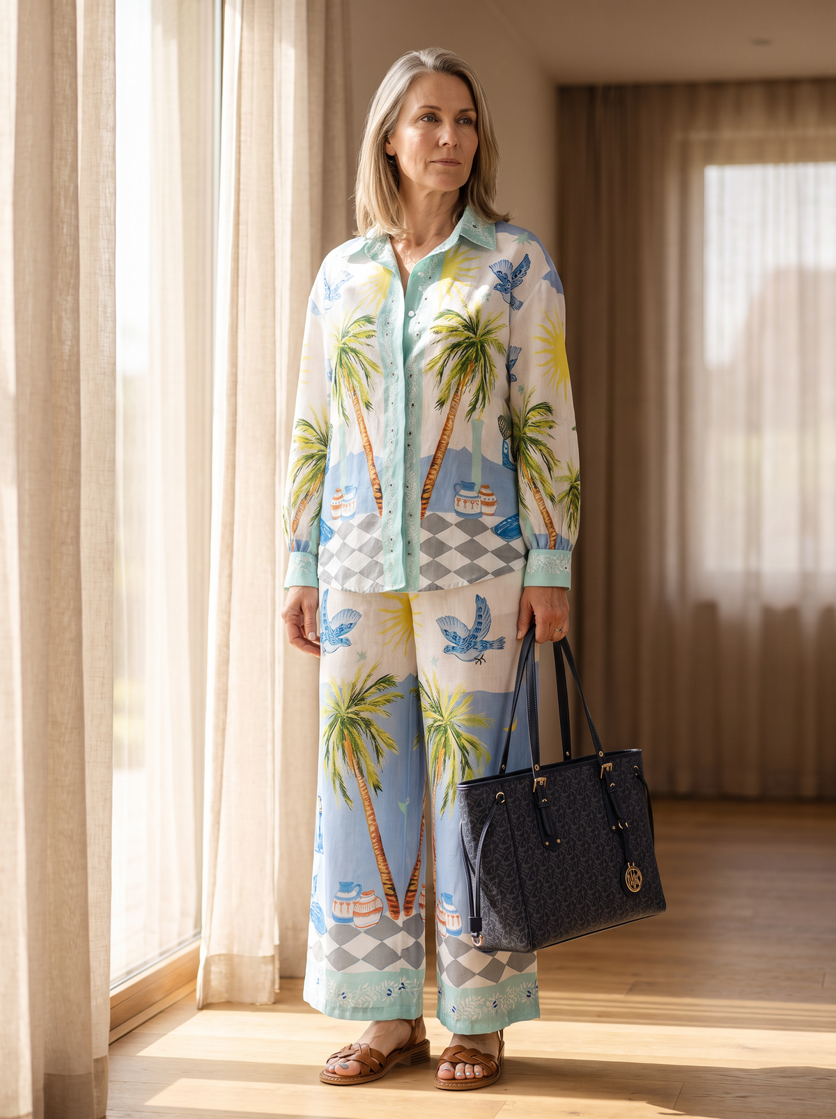 Coconut print two-piece set for women – ARIANA