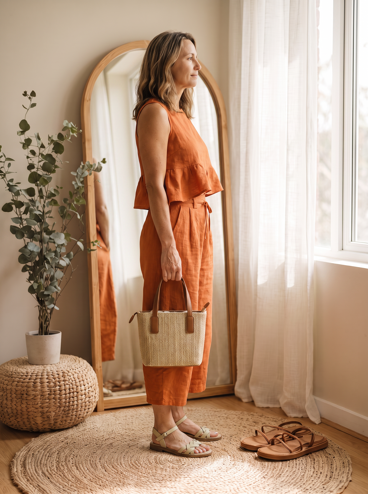 Ruffle tank and wide-leg trouser set for women – ARIANA