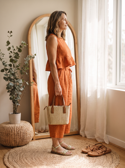 Ruffle tank and wide-leg trouser set for women – ARIANA
