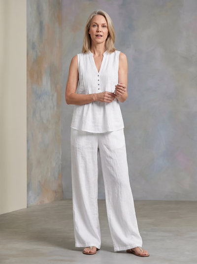 Two-piece set with draped top and wide-leg pants for women