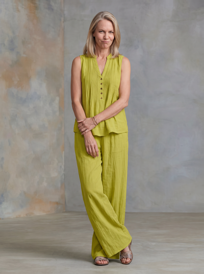 Draped top and wide-leg pants set for women – ARIANA