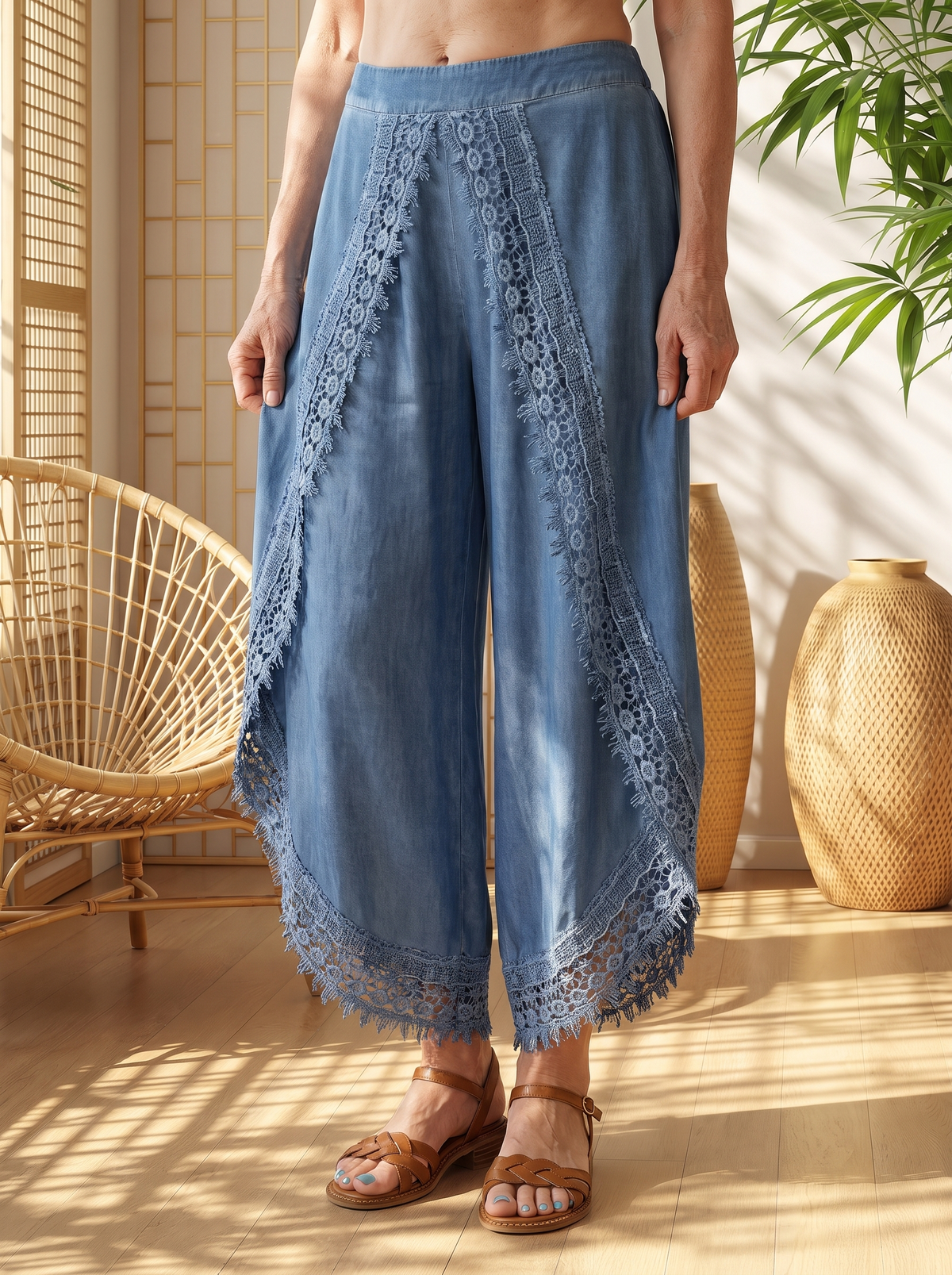 Lace wide-leg harem pants for women – ARIANA
