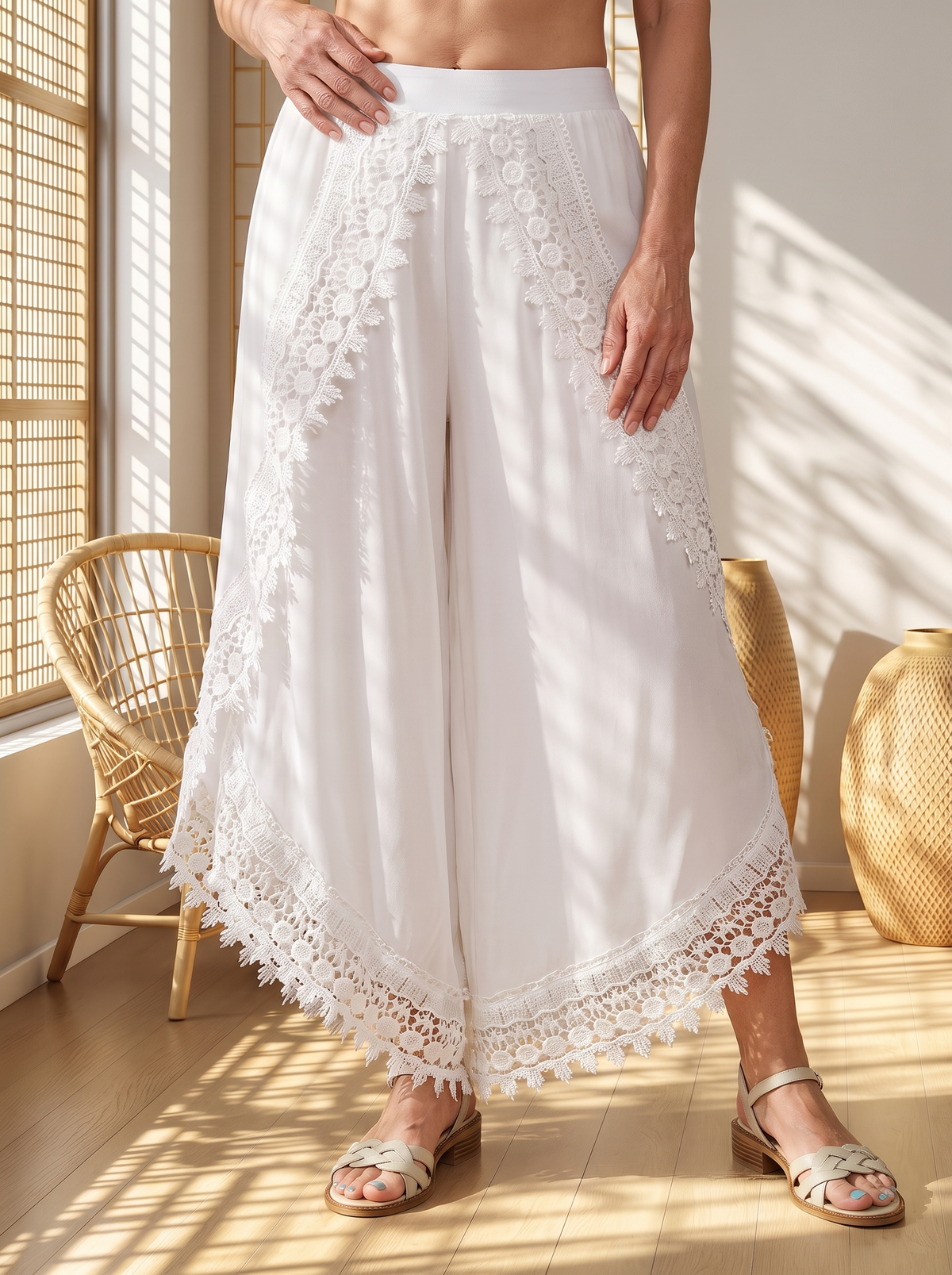 Lace wide-leg harem pants for women – ARIANA