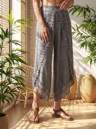 Harem pants with lace and wide leg for women