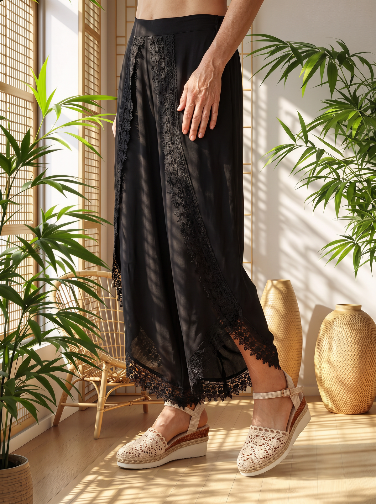 Lace wide-leg harem pants for women – ARIANA