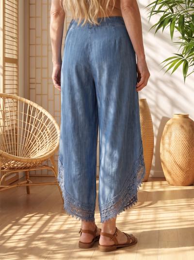 Harem pants with lace and wide leg for women