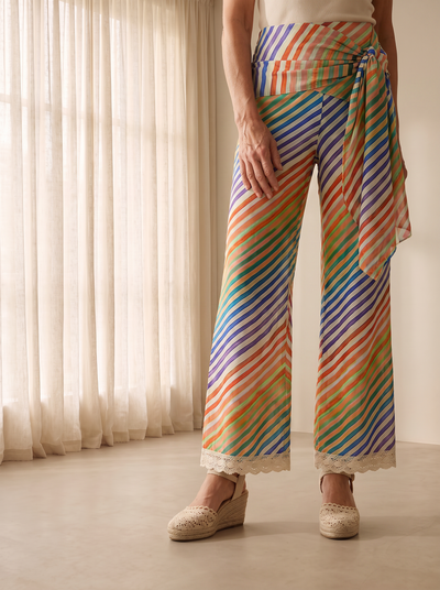 Palazzo pants with stripes for women
