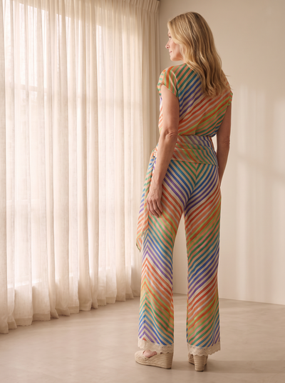 Striped palazzo wide-leg pants for women – ARIANA