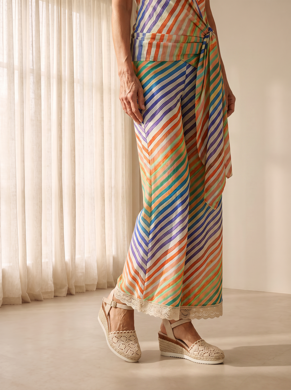 Striped palazzo wide-leg pants for women – ARIANA