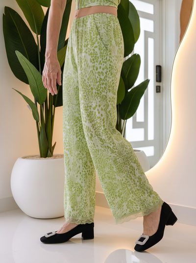 Printed pleated wide-leg trousers for women – ARIANA