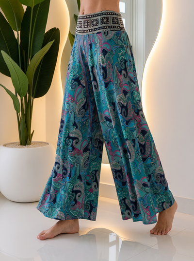 Printed wide-leg pants for women