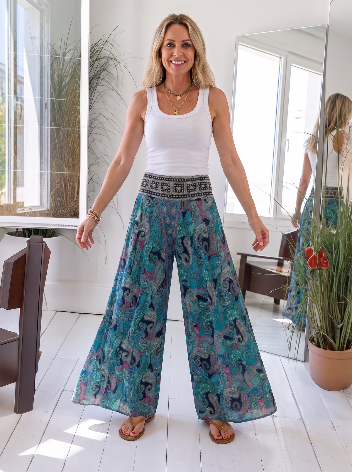 Casual printed wide-leg pants for women – ARIANA