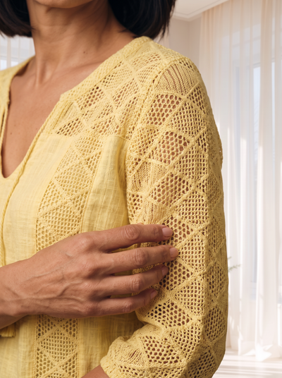 Tassel-trimmed crochet top for women