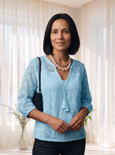 Crochet boho top with tassel detail for women – ARIANA