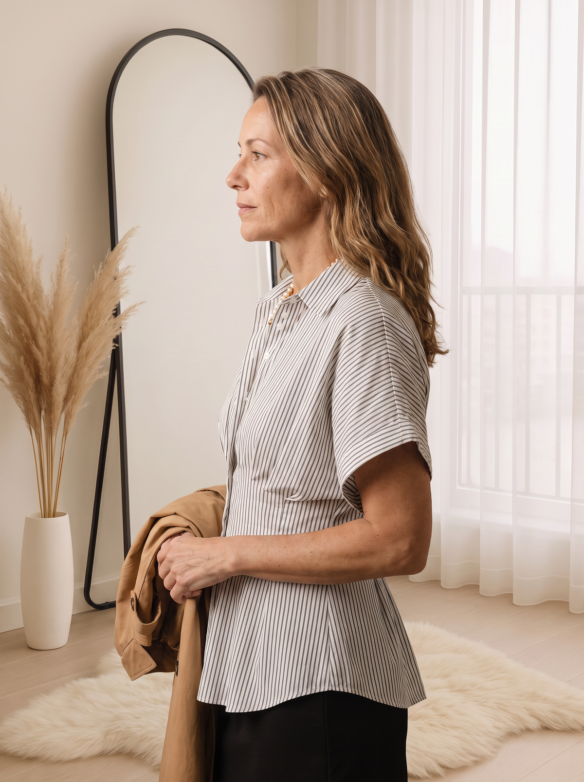 Striped batwing sleeve blouse for women – ARIANA