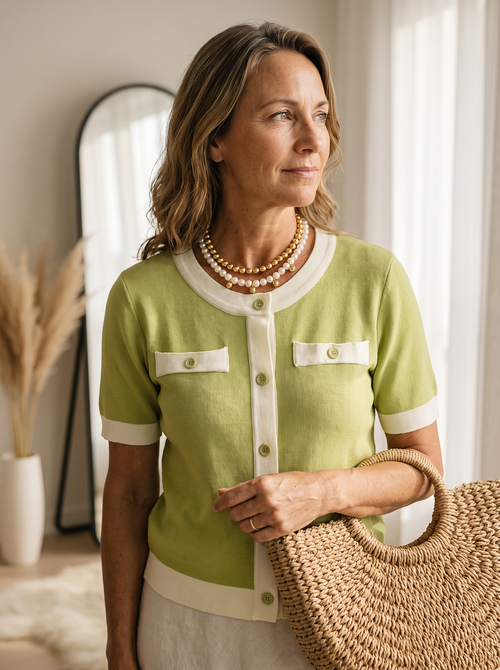 Color-block knit pullover top for women – ARIANA