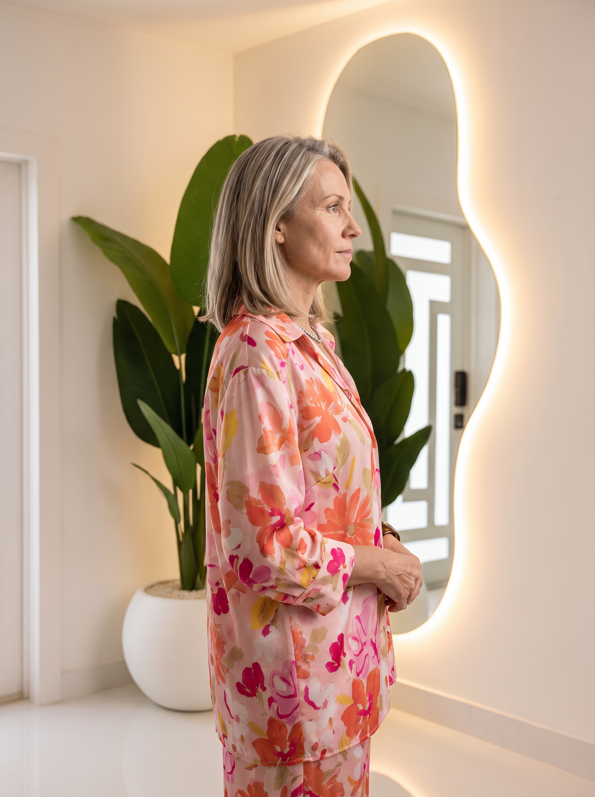 Satin floral bubble blouse for women – ARIANA