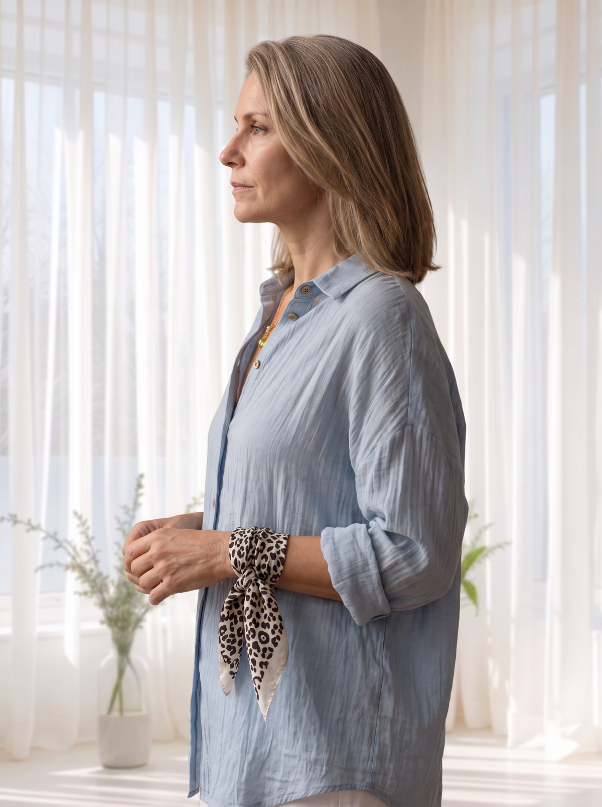 Notched-lapel long sleeve shirt for women – ARIANA