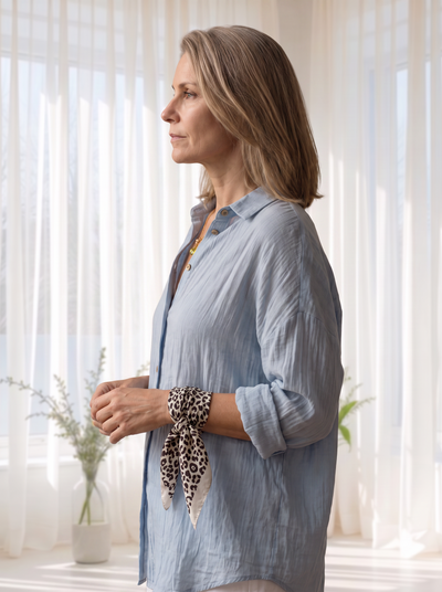 Notched-lapel long sleeve shirt for women – ARIANA