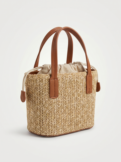 Woven straw bucket bag for women – ARIANA