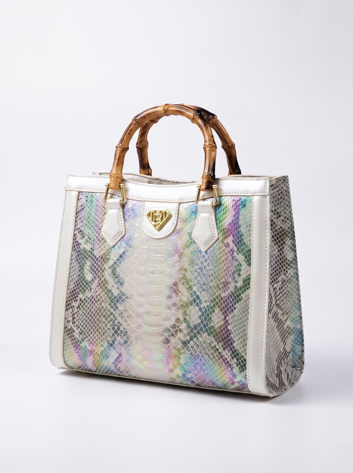 Snake print bamboo-handle tote for women – ARIANA