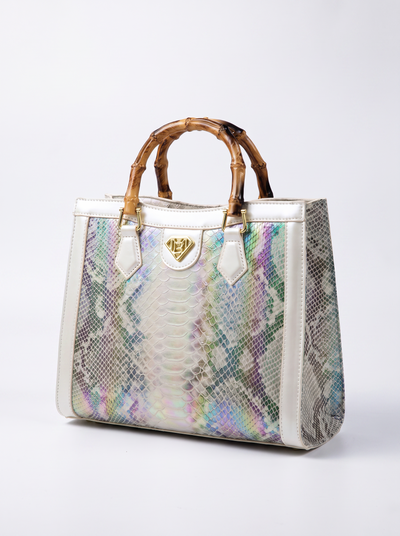 Snake print bamboo-handle tote for women – ARIANA