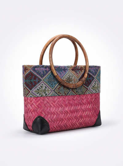Rattan bag, handwoven from bamboo, for women