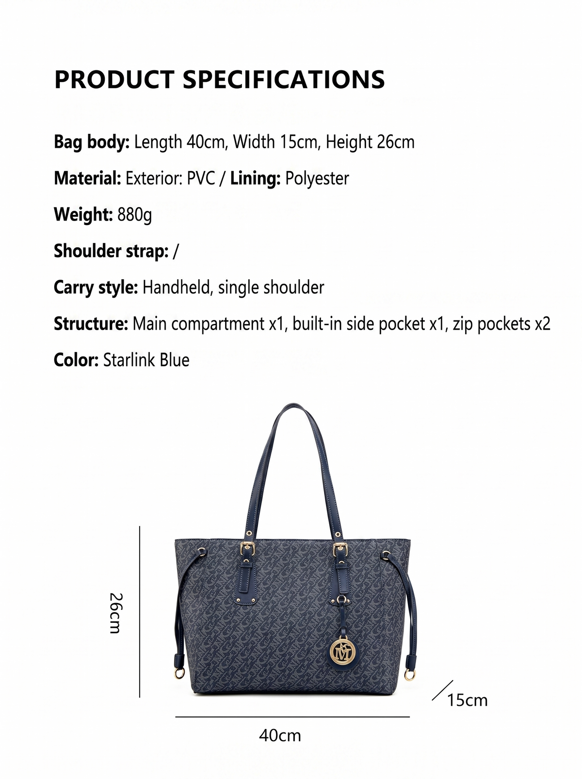 Drawstring tote bag with monogram print for women
