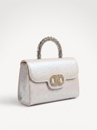 Crossbody bag with ostrich print for women