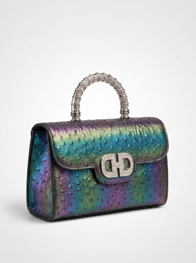 Crossbody bag with ostrich print for women