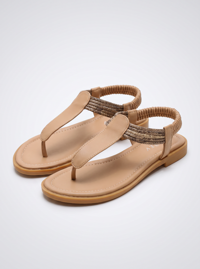 Huarache-style flat sandals, woven, for women