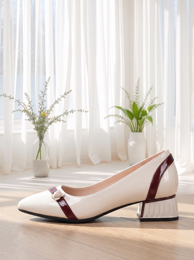 Block heels with pointed toe for women