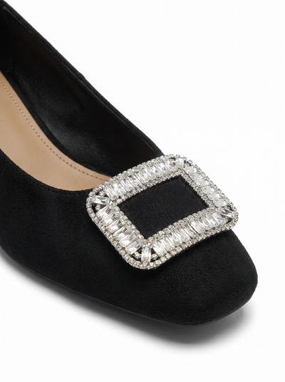 Block heel pumps in velvet for women