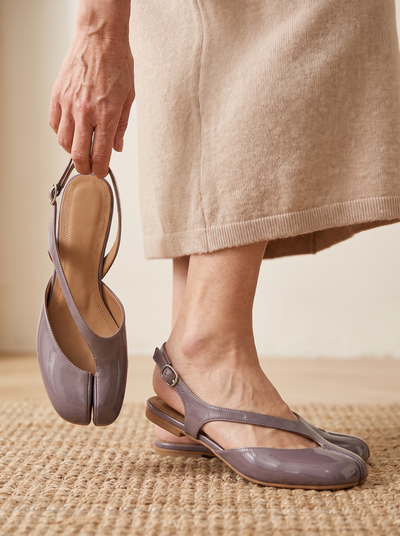 Split-toe patent leather flats for women – ARIANA